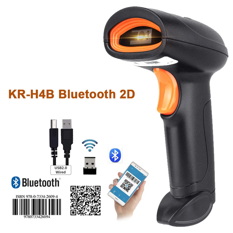 L8BL 2D Bluetooth Barcode Scanner | QR PDF417 2.4G Wireless USB Handheld Phone iPad