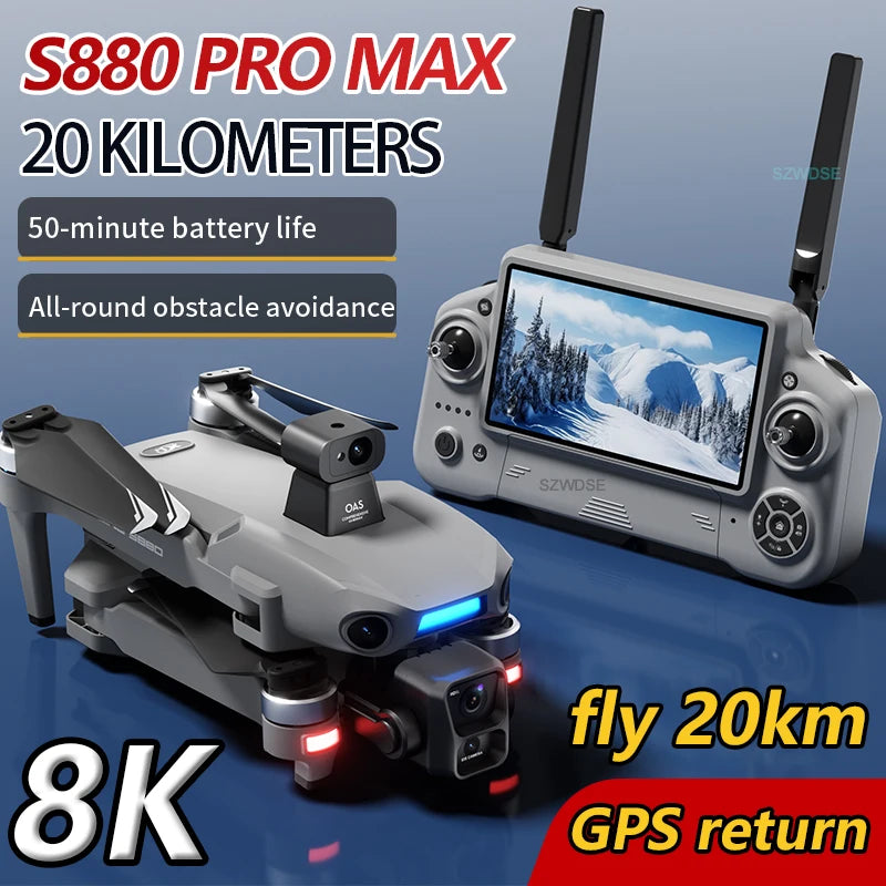 S880 Max Fishing GPS Drone 8K 3-Axis Gimbal | 5G FPV Obstacle Avoidance Airdrop