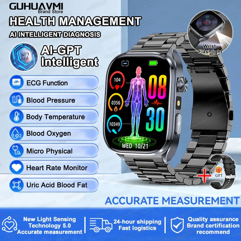 2025 ECG Smart Watch | Heart Health Blood Lipid Blood Pressure BT Call Analysis