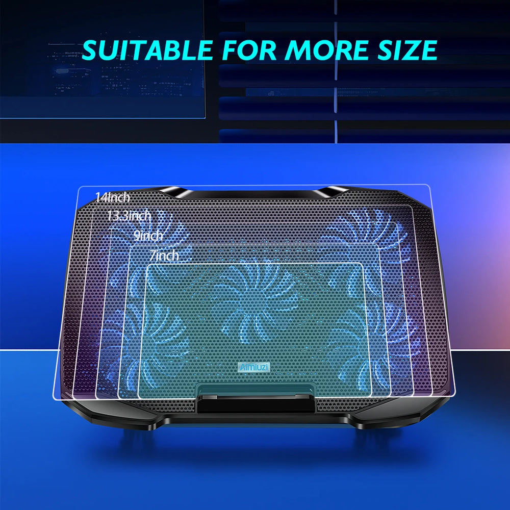 COOLCOLD Laptop Cooling Pad 12–17" | 5 Quiet Fans 5-Angle Stand + Phone Holder