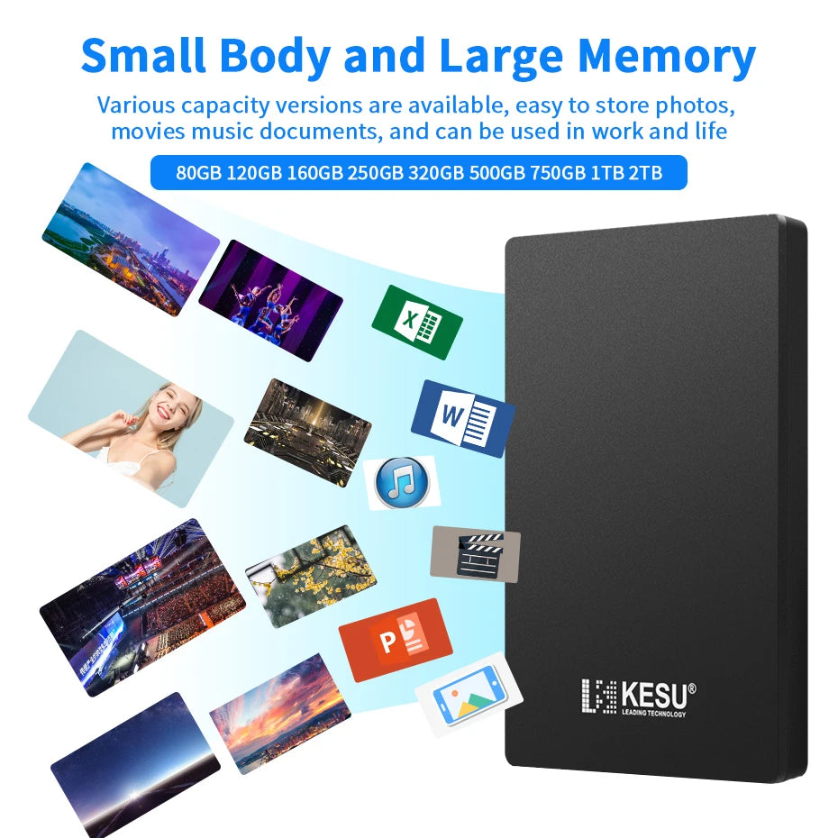 KESU 2.5" Portable External Hard Drive USB 3.0 | 500GB–2TB PC PS4 Notebook