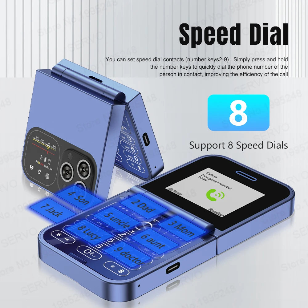 SERVO F15 Mini Flip Phone 2G GSM | 2.0" Dual SIM Speed Dial Magic Voice Fold