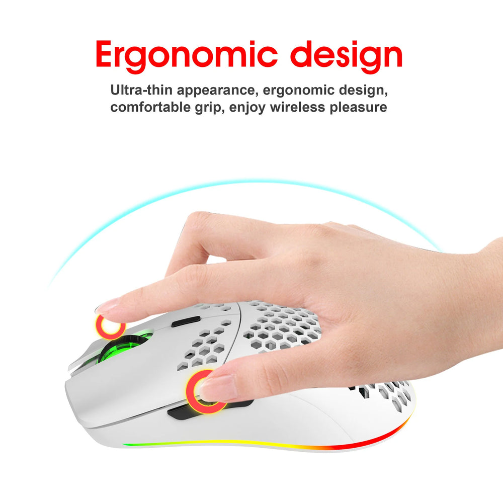 HXSJ T66 RGB Wireless Gaming Mouse | 2.4G Rechargeable Adjustable DPI Ergonomic