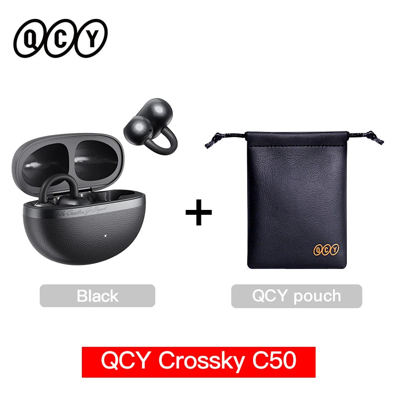 QCY Crossky C50 Open Ear Clip-On Earbuds BT 6.0 | 4 Mic AI Call Bass Boost Sport