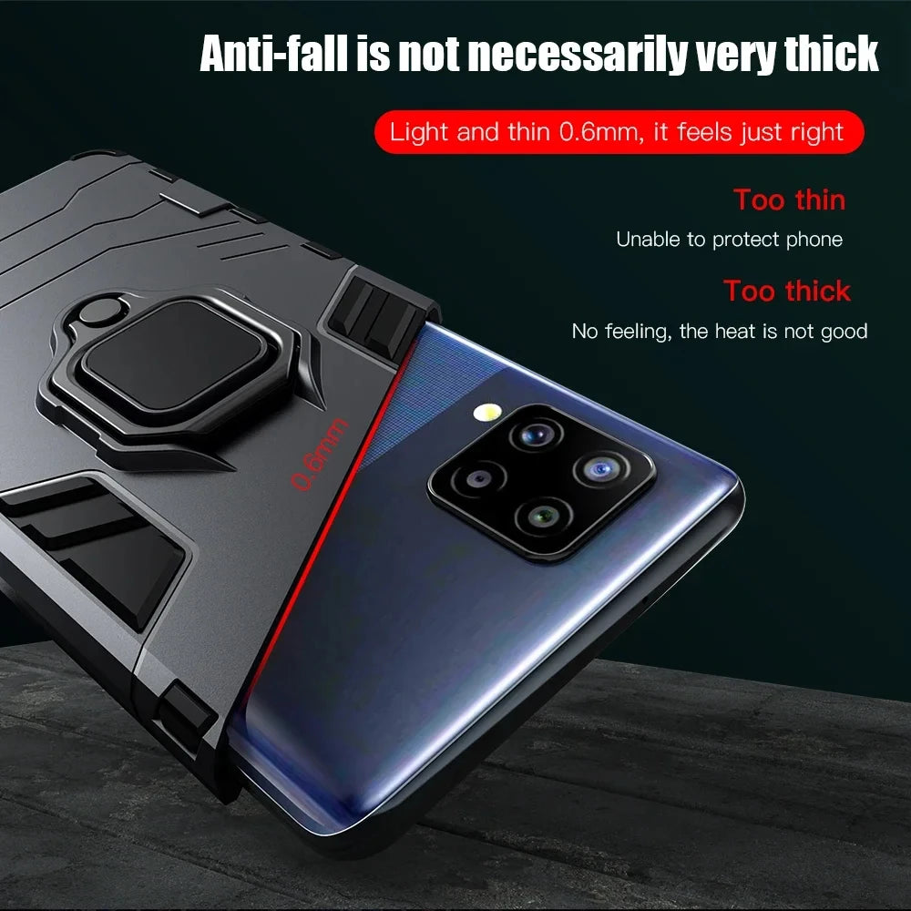 Amour Brave Shockproof Case Samsung Galaxy A Series | Magnetic Ring Stand Back Cover