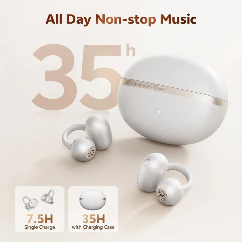 QCY Crossky C50 Open Ear Clip-On Earbuds BT 6.0 | 4 Mic AI Call Bass Boost Sport