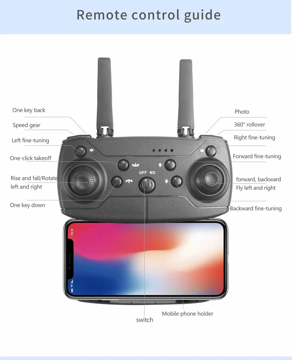 E88 Pro RC Drone 4K + 1080P Dual Camera | WiFi FPV Foldable Height Hold 2024