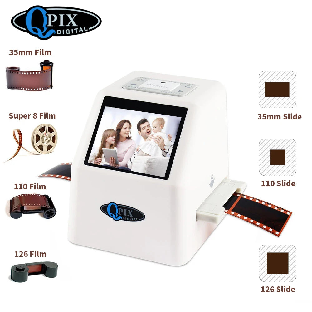 QPIX 35mm Film Scanner 22MP | Negative Slide 110 135 126KPK Digital Converter 2.4" LCD