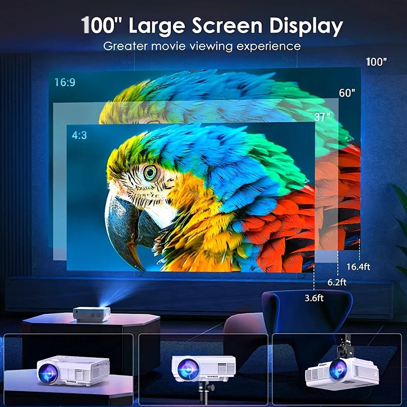 Portable 4K LED Projector 240ANSI | Dual WiFi 5G BT 1080P Screen Mirror Home Cinema