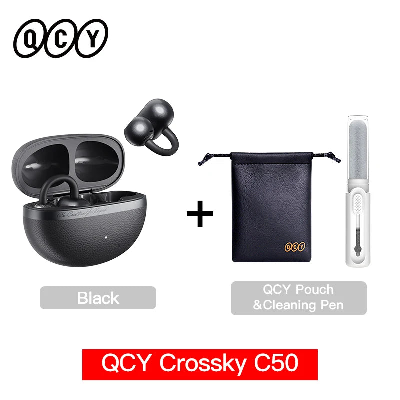 QCY Crossky C50 Open Ear Clip-On Earbuds BT 6.0 | 4 Mic AI Call Bass Boost Sport