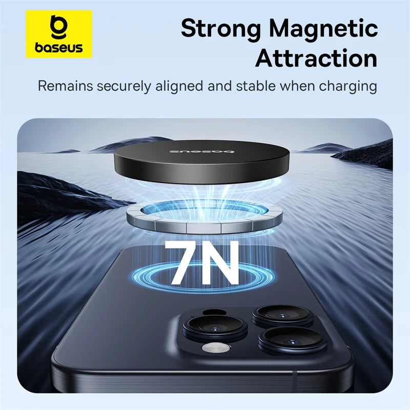 Baseus 15W Qi2 Magnetic Wireless Charger | iPhone 13–17 Pro Max + AirPods