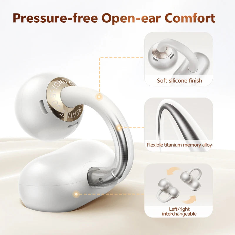 QCY Crossky C50 Open Ear Clip-On Earbuds BT 6.0 | 4 Mic AI Call Bass Boost Sport