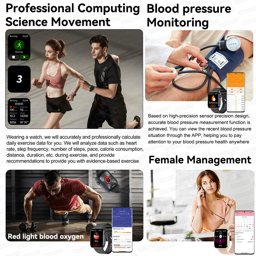 2025 AI Smart Diagnosis Watch HRV+PPG IP68 NFC | Blood Pressure Heart Rate Monitor