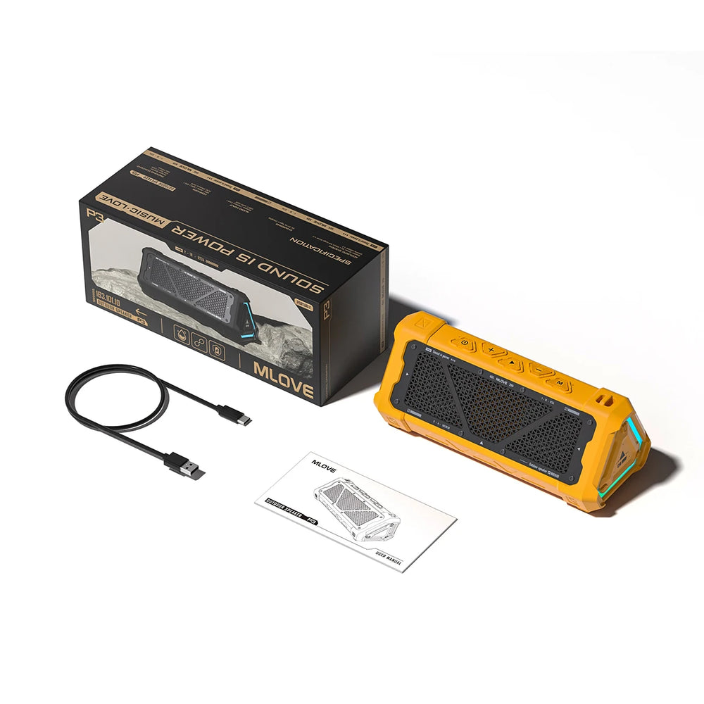 MLOVE P3 Outdoor Bluetooth Speaker 40W | BT 5.3 IPX7 Stereo RGB MicroSD