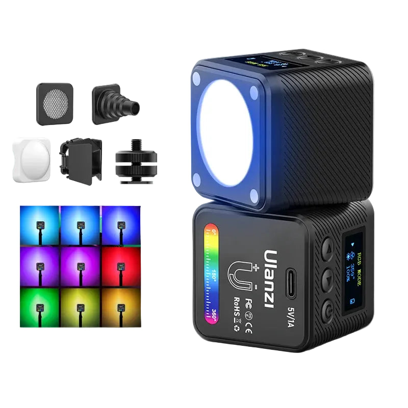 Ulanzi L2 RGB Mini COB Video Light | 360° Full Colour Magnetic + Diffuser