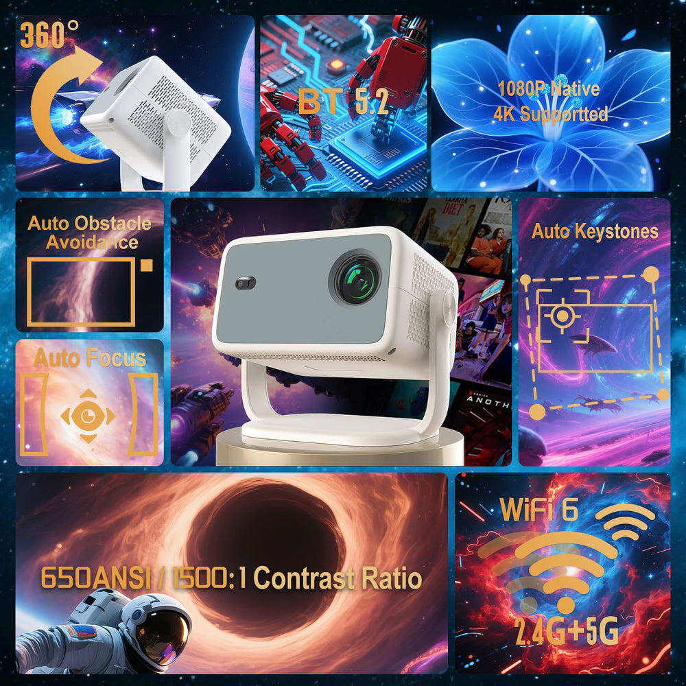 Velec TP350 NTV Projector Netflix 650ANSI | Android 13 Native 1080P Auto Focus