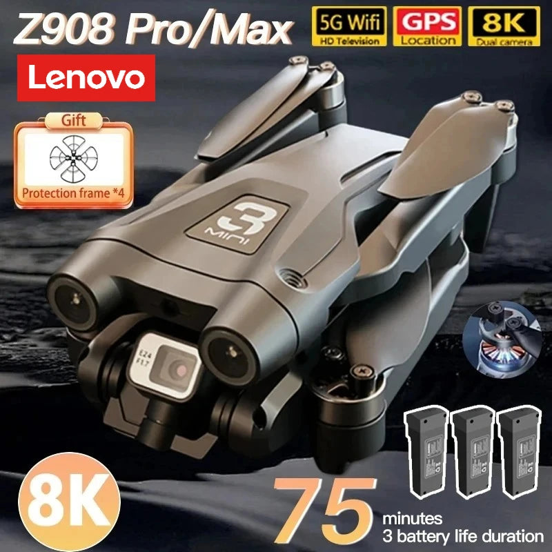 Lenovo Z908 Pro/MAX Drone 4K/8K GPS | Optical Flow 3-Side Obstacle Avoidance