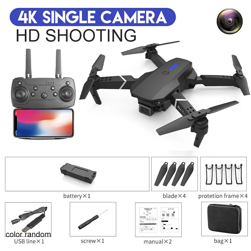 E88 Pro RC Drone 4K + 1080P Dual Camera | WiFi FPV Foldable Height Hold 2024