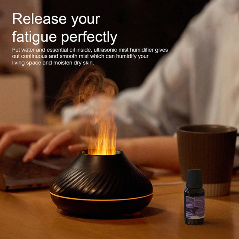 KINSCOTER Volcanic Aroma Diffuser 130ml | USB Humidifier Colour Flame Night Light