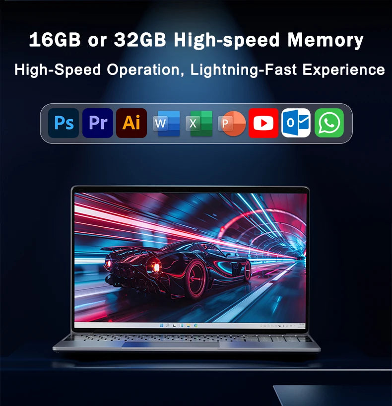 Lightweight 15.6" Laptop Intel 6500Y | 32GB RAM 2TB SSD Fingerprint Win11