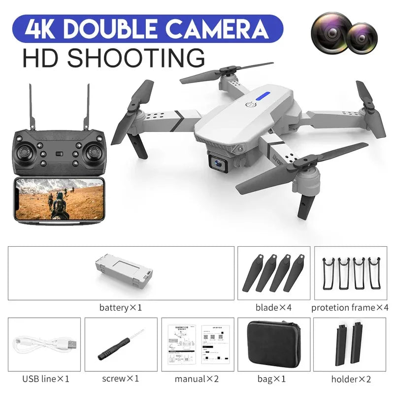 E88 Pro Intelligent Folding Drone 4K | Single/Dual Camera Switch WiFi FPV