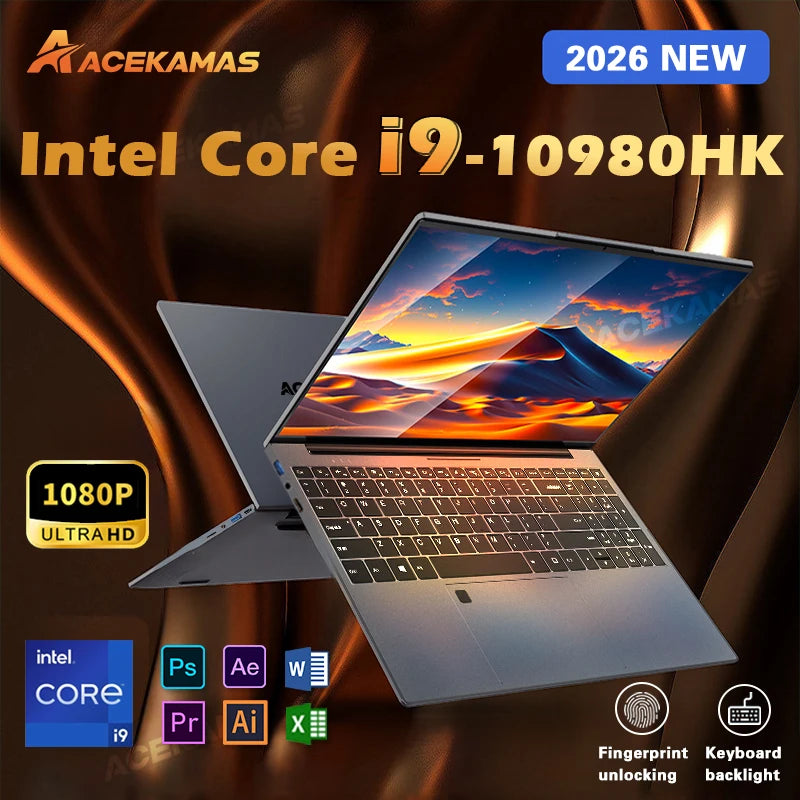 ACEKAMAS 15.6" Laptop Intel Core i9-10980HK | 16GB DDR4 1TB SSD Win11 Pro 2026