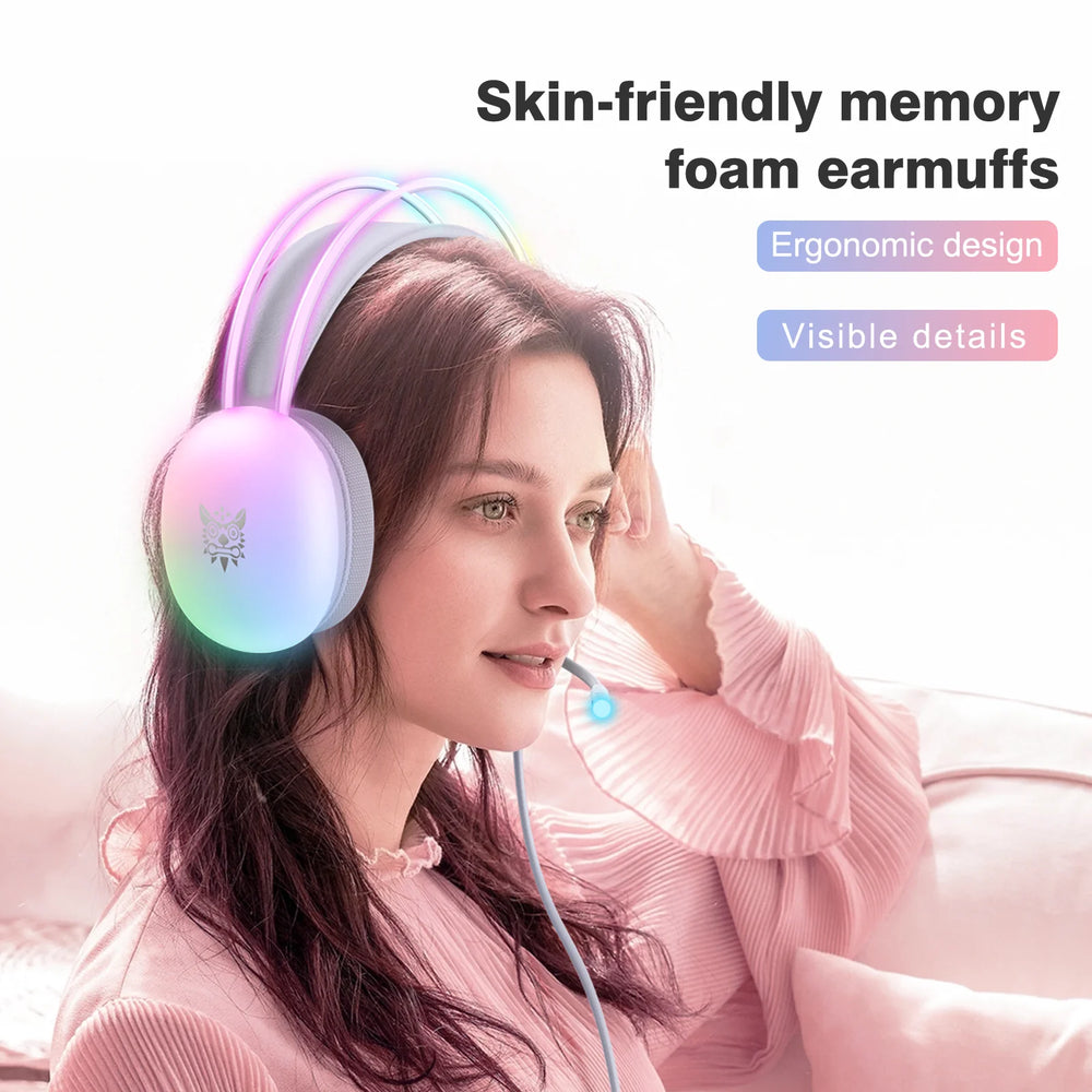 ONIKUMA Gaming Headset RGB Illuminated | Wired Noise Cancellation Mic Over-Ear
