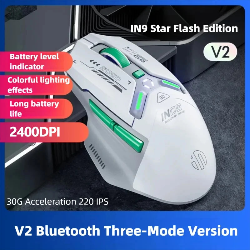 Inphic IN9 Wireless Gaming Mouse | PAW3311 Bluetooth RGB Rechargeable