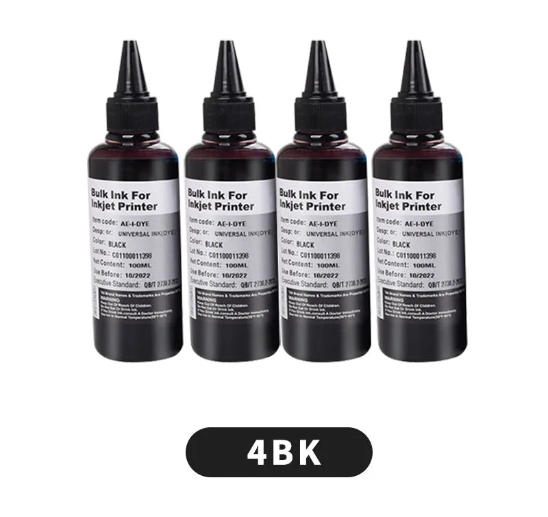 Aomya Universal Refill Ink 100ml | 4-Colour Set Canon HP Epson Brother CISS Dye