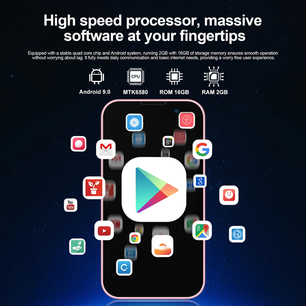 SERVO Mini Smartphone 3.0" HD | 2GB+16GB 3G GPS Face Unlock Android 9 Pocket Phone
