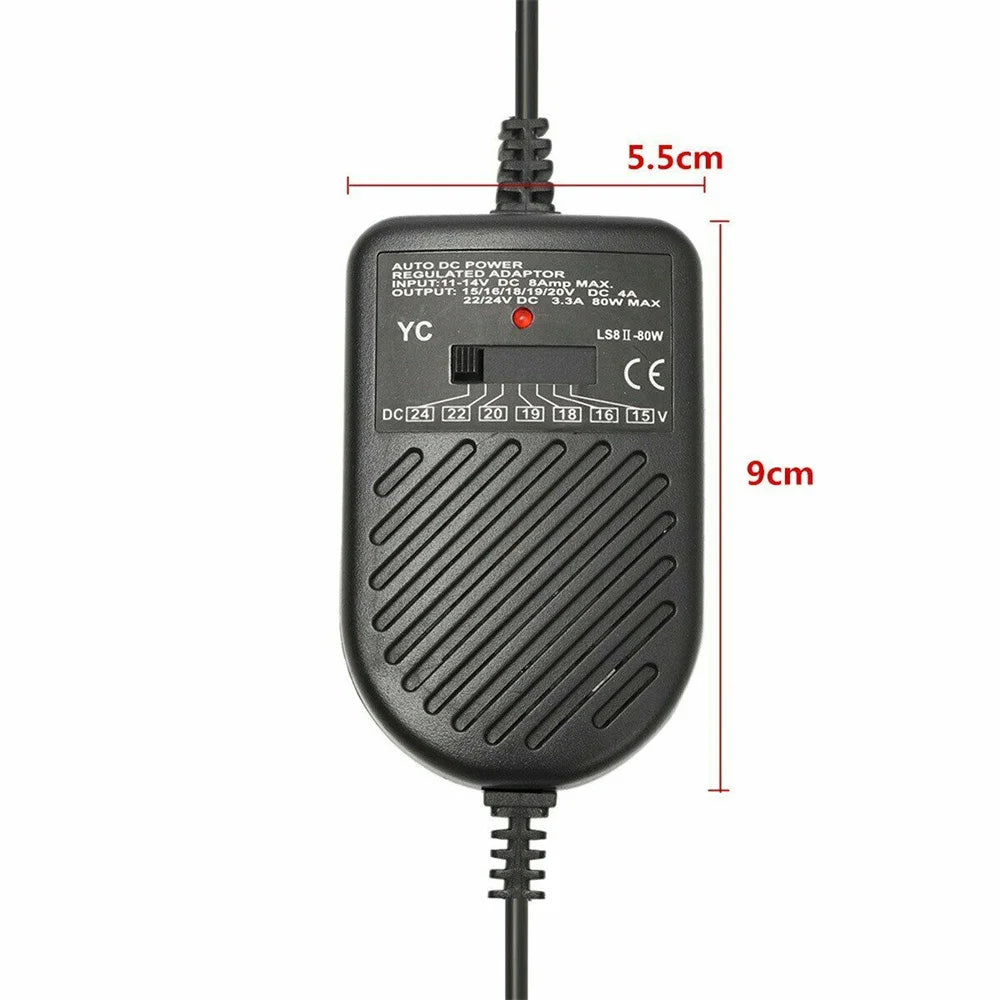 Coolcells 80W Universal Laptop Charger | 8 Detachable Plugs LED Car Adapter
