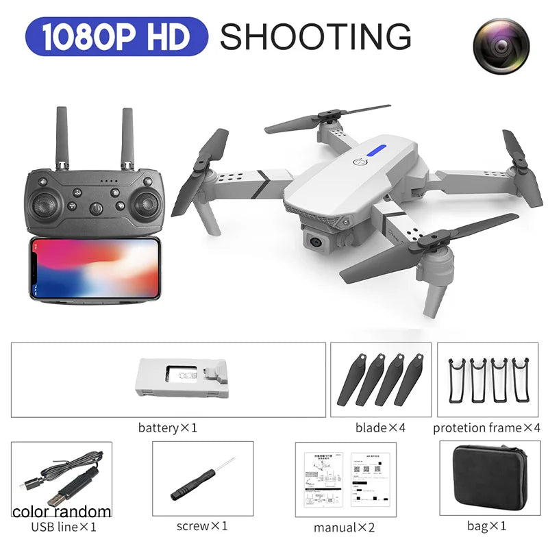 E88 Pro RC Drone 4K + 1080P Dual Camera | WiFi FPV Foldable Height Hold 2024