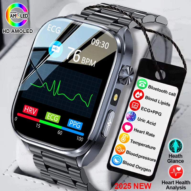 2025 ECG Smart Watch | Heart Health Blood Lipid Blood Pressure BT Call Analysis