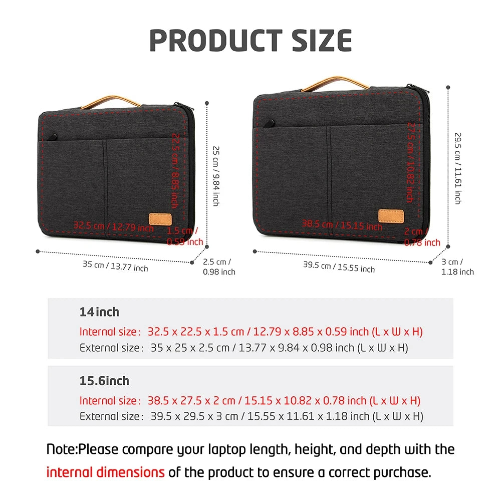 ValueWin Shockproof Laptop Sleeve 14–15.6" | Business Briefcase MacBook HP Dell Acer