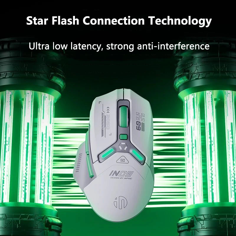 Inphic IN9 Wireless Gaming Mouse | PAW3311 Bluetooth RGB Rechargeable
