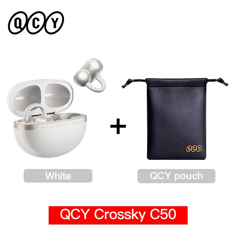 QCY Crossky C50 Open Ear Clip-On Earbuds BT 6.0 | 4 Mic AI Call Bass Boost Sport