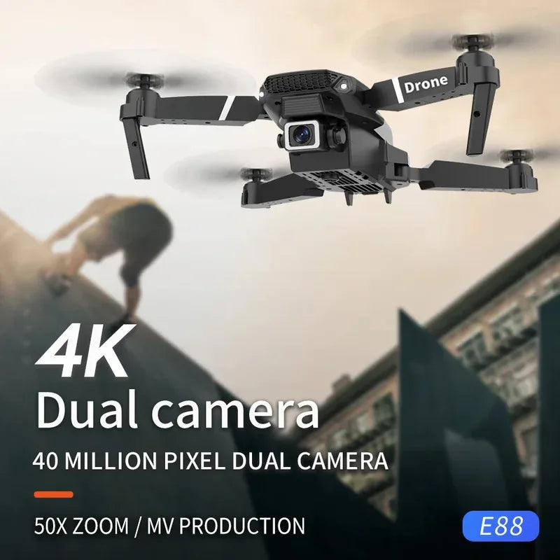 E88 Pro Intelligent Folding Drone 4K | Single/Dual Camera Switch WiFi FPV