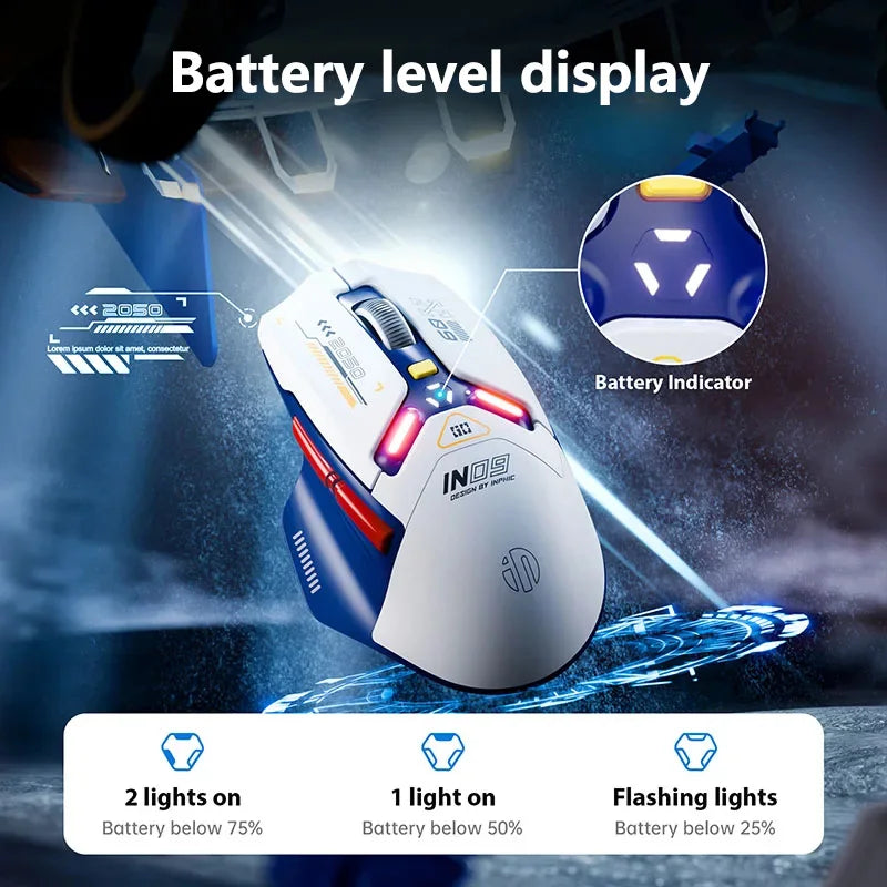 Inphic IN9 Wireless Gaming Mouse | PAW3311 Bluetooth RGB Rechargeable