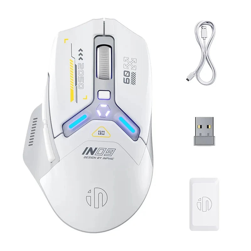 Inphic IN9 Wireless Gaming Mouse | PAW3311 Bluetooth RGB Rechargeable