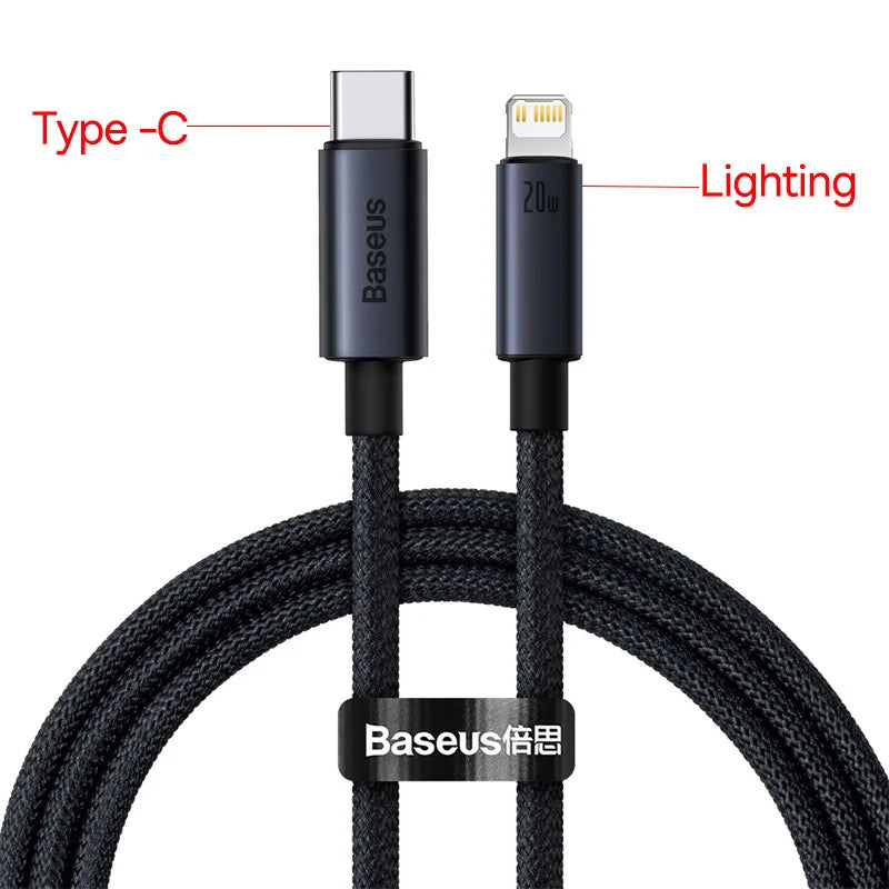 Baseus USB-C to Lightning Cable | Fast Charging iPhone 8–13 Pro Max PD 20W