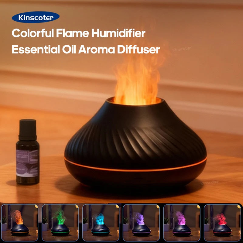 KINSCOTER Volcanic Aroma Diffuser 130ml | USB Humidifier Colour Flame Night Light