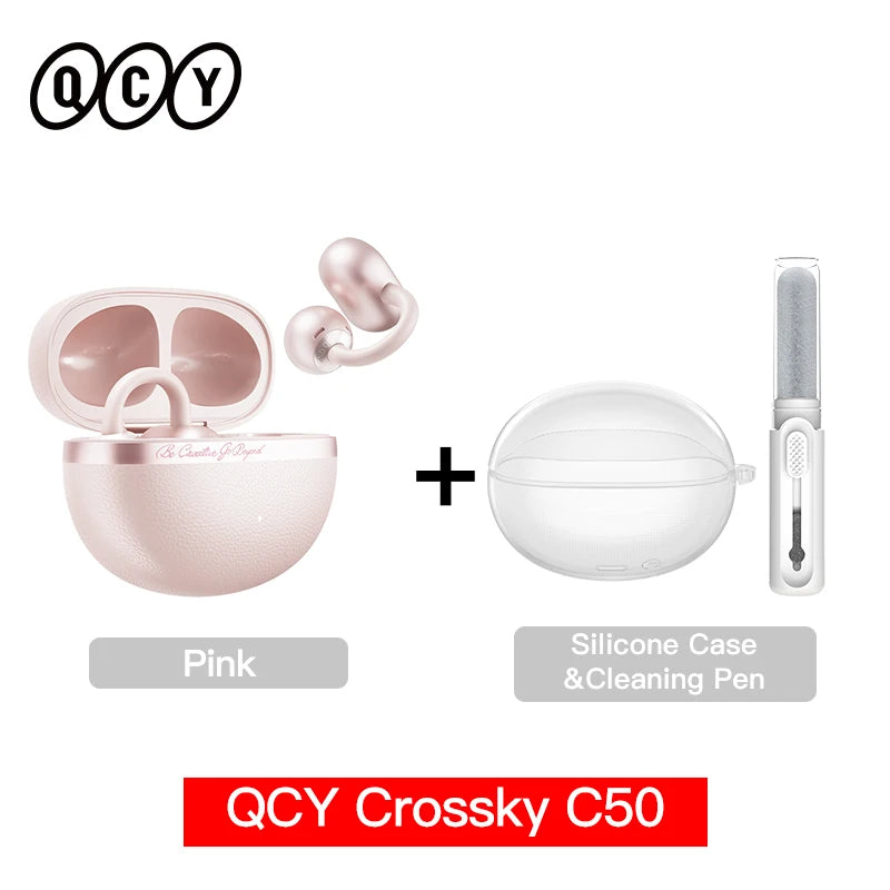 QCY Crossky C50 Open Ear Clip-On Earbuds BT 6.0 | 4 Mic AI Call Bass Boost Sport