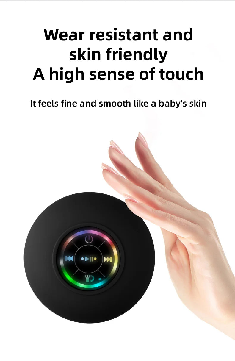 Waterproof Bluetooth Shower Speaker | Suction Cup LED Lights 3D Surround Subwoofer