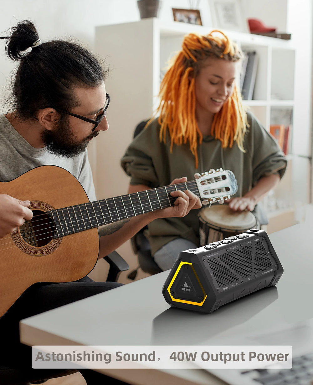 MLOVE P3 Outdoor Bluetooth Speaker 40W | BT 5.3 IPX7 Stereo RGB MicroSD