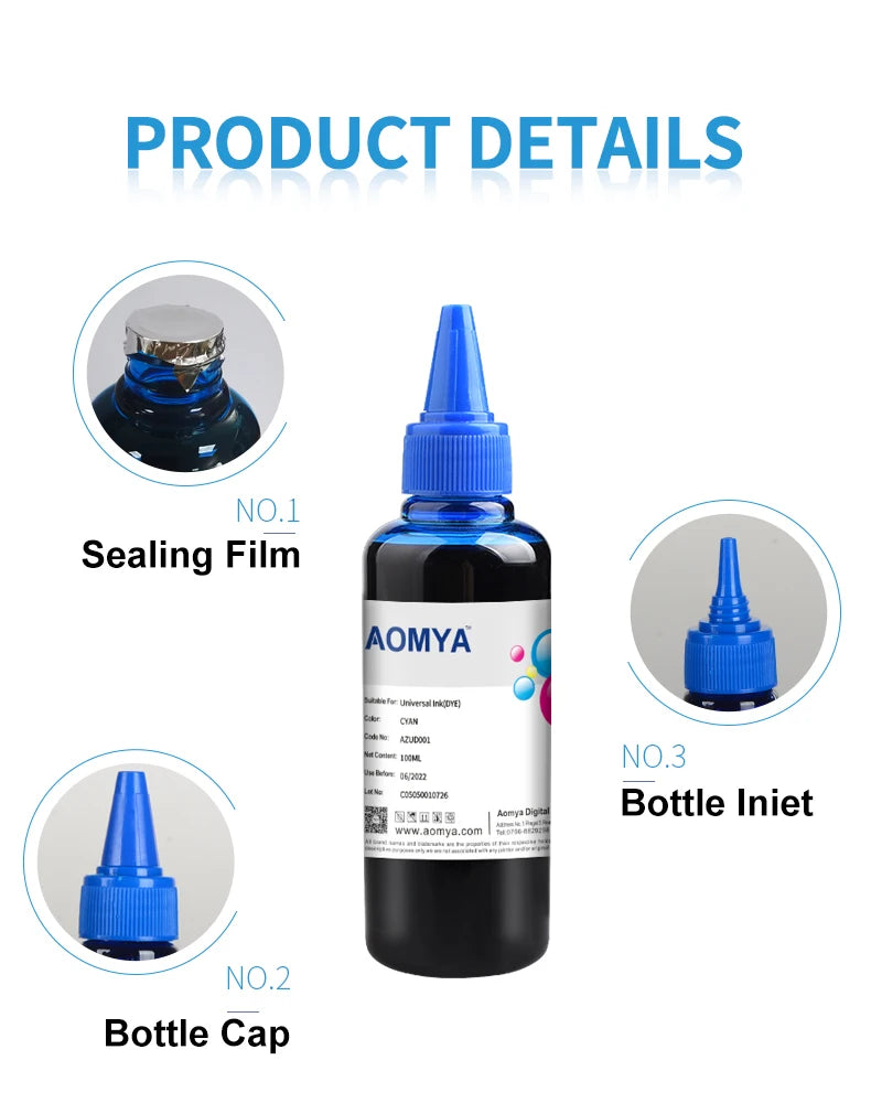 Aomya Universal Refill Ink 100ml | 4-Colour Set Canon HP Epson Brother CISS Dye