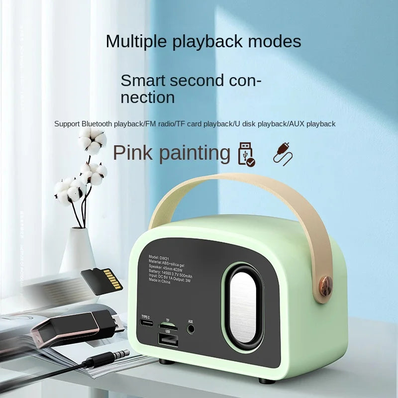 DW21 Retro Mini Bluetooth Speaker | Classic Stereo Subwoofer Portable Home Decoration