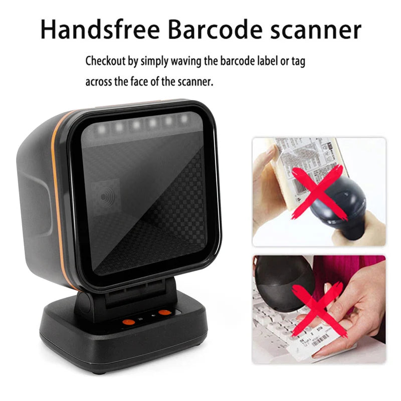 SYCREADER TD-X1 2D Desktop Barcode Scanner | Global Exposure 1D QR Hands-Free Retail