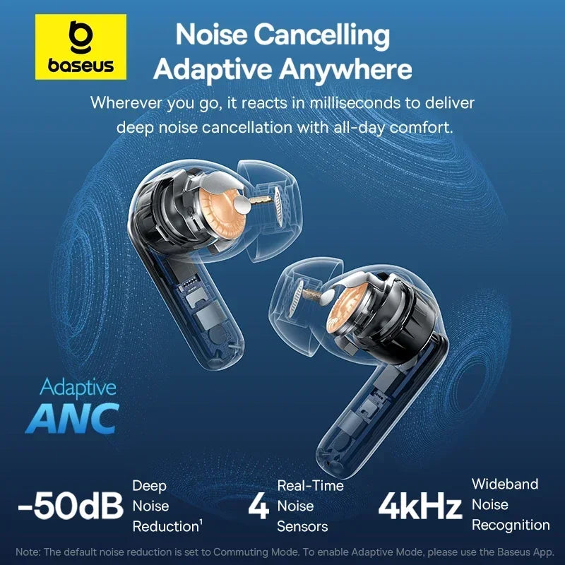 Baseus EP10 Pro ANC Earbuds BT 6.0 | 50dB LDAC Hi-Res 6 Mic IP55 Real-Time ANC