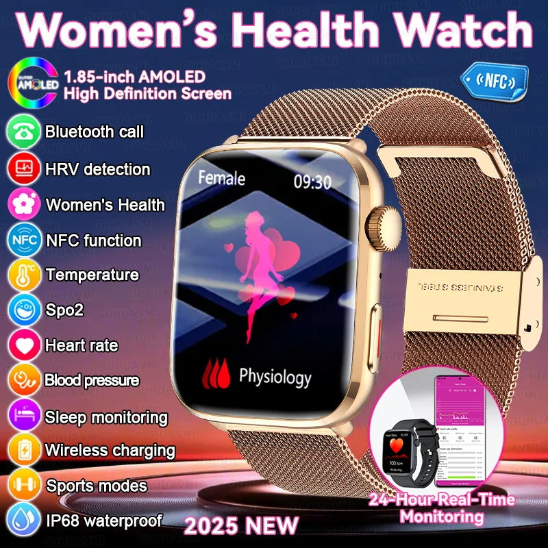 2025 AI Smart Diagnosis Watch HRV+PPG IP68 NFC | Blood Pressure Heart Rate Monitor