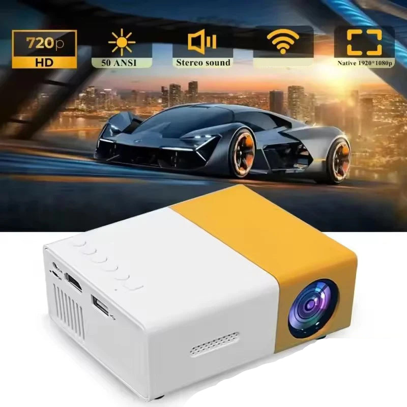 YG300 LED Mini HD 1080P Portable Projector | USB Outdoor Children's Home Cinema